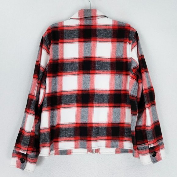 BB Dakota Shirt Jacket Womens XXL Red White Buffalo Plaid Steve Madden Shacket - Picture 9 of 11